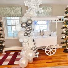 Globos Blanco Perla País de las Maravillas de Invierno, Globos de Copos de Nieve de 12 Pulgadas Blanco Arena Perla y Plateado Metálico para País de las Maravillas de Hielo y Nieve Boda Baby Shower - Copo de nieve blanco perla - Ver 4