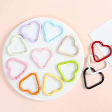 4PC New Colored Hollow Heart Keychain, Metal Clip Hook, Spring Buckle, DIY Keychain, Suitable For Keybags, Backpacks, Luggage Tags, Wallets, And Handbag Accessories, Jewelry Making Accessories Decoration. Multiple Colors To Choose From. - Multicolor - View 1