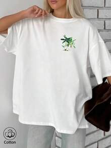 100% Cotton Loose Tee Shirt With Funny Puerto Rican Bunny Frog 'DtMF' Print For Women, Summer Clothing, Plus Size Summer Tops, K-Pop Warrior Series, Pure Cotton Tops, Women's Clothing, Women's Summer Clothing, Knitwear, Party Dresses, Women's Plus Size Clothing, Women's Plus Size Crew Neck Loose Tops, Best Friend Dresses, Vacation Wear, Casual Activewear, Dressy Tops, Women's Activewear, Women's Tops, Women's Promotional Clothing, Unisex, Teen Clothing, Basic T-Shirt, Women's Summer Clothing, Soft And Comfortable, Summer, Spring, Easter, Holiday, Party, Beach, Wedding, Graduation, Elegant, Casual, Vacation, Sporty, Formal, Y2K, Business, Country, Sequin, Ruffle, Decoration Of The - White - View 4