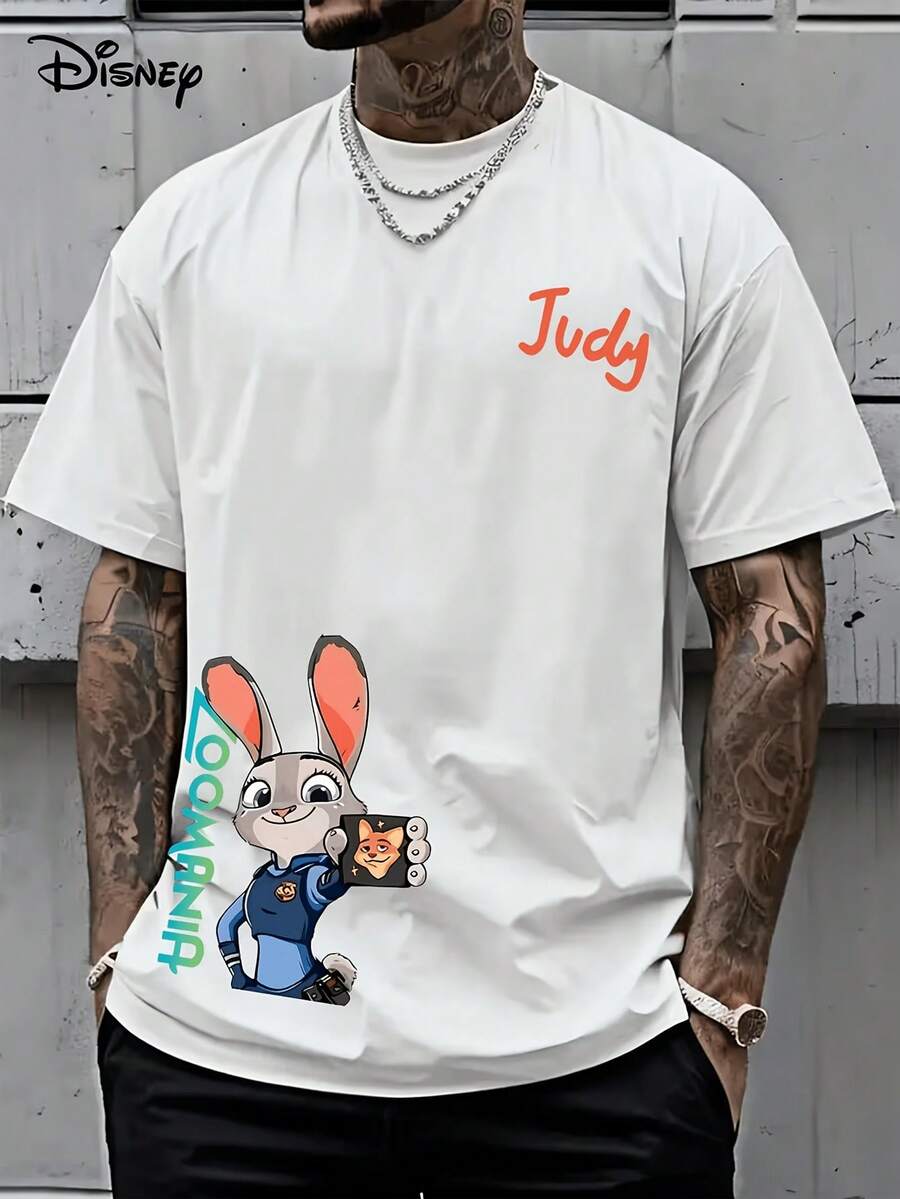[Disney Licensed]Disney Zootopia Judy Hopps Nick Wilde Selfie Graphic T-Shirt, Men's Oversized Short Sleeve Tee, Best Friend Themed Cartoon Streetwear Top For Summer Daily Wear, Back To School, Zootopia Fans Gift, BFF Gift, Casual Outings & Disney Parks Outfit, Disney Officially Authorized Men's Short-Sleeved T-Shirts, Mens Clothes, Men, Ropa De Hombre, Summer Clothes, Men Shirts, Graphic Tees, Disney Outfits Men, Graphic Tees, Camisetas Para Hombre, Camisas Para Hombre, Summer Outfits For Men, Father's Day Gift, Perfect Gift For Family And Friends, Which Are Necessary For Birthday Parties, Disney Shirts, Mens Clothes, Summer Clothes, Officially Licensed Disney T-Shirts, Disney Men's And Women's Spring/Summer Fashion Casual Short-Sleeve T-Shirts - trắng - Xem 1
