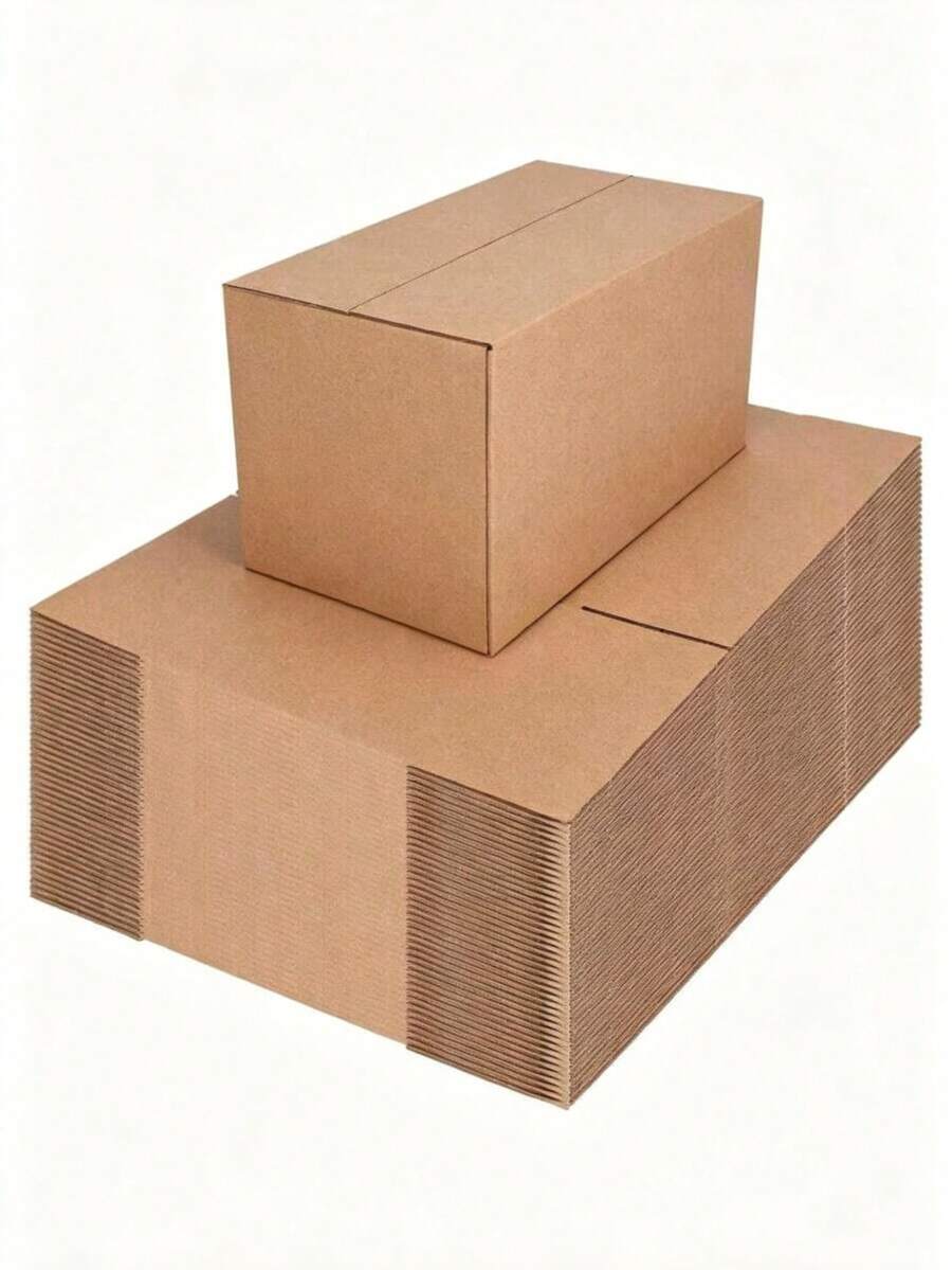 20个棕色牛皮纸礼品盒，可折叠瓦楞纸运输盒，小型礼品包装盒，适用于生日、节日、婚礼、商务用途 - 棕色 - 查看 1