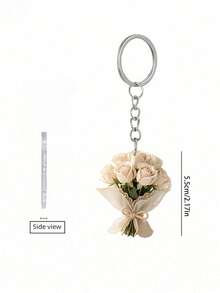 Elegant 2d Flat Acrylic Rose Bouquet Key Ring, Lightweight Flower Key Ring, Valentine's Day Bouquet Pendant, Interesting Decorations, Backpack Accessories, Fashion Pendant, Home Decoration, Car Decoration And Pendant, Headphone Pendant, Bag Pendant, Gifts For Mother, Father, Graduation, And Teacher - Multicolor - View 9