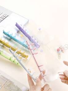 A6 genomskinligt lösbladsblock med klistermärken, klistermärken, förvaringslåda med 3D-klistermärken, anteckningsblock i PVC med 6 hål, gör-det-själv-dagbok - flerfärgad - Visa 1
