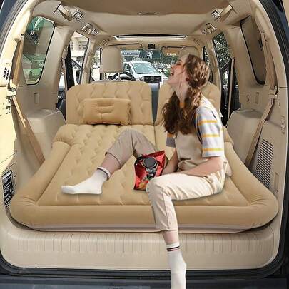 DONSU Aufblasbare SUV-Automatratze mit beflockter Oberfläche und PVC-Basis, 6-Ventil-Design, 12-V-Elektropumpe für Fahrzeuge im Lieferumfang enthalten, passend für die meisten SUVs, trägt bis zu 300 kg