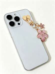 Rhinestone Flower Phone Charm, Phone Accessory. Sakura Shaped Keychain Made Of Alloy, Designed For Women. Can Be Used As A Bag Charm Or Car Keychain. Also An Ideal Gift For Couples, Birthdays, And Holidays. - Pink - View 3