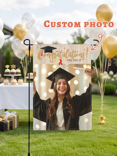 1pc Personalized Graduation Garden Flag,Custom Photo,2026 Graduation Party Welcome, Minimalist Graduation Photo Welcome Sign, Grad Party Sign, Graduate Decorations