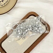 10个装 - 可爱珍珠女孩发圈/发绳 - 高弹力，不伤发 - 小鸟仙子造型弹力发圈 - 多巴胺珍珠弹力发环 - 彩色 - 查看 9