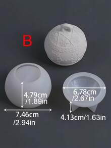 Round Ball Relief 3D Snows Berry Candle Jar Candle Container With Lid Silicone Mold DIY Storage Box Plaster Resin Craft Making Home Decor - White Silicone Mold - View 3