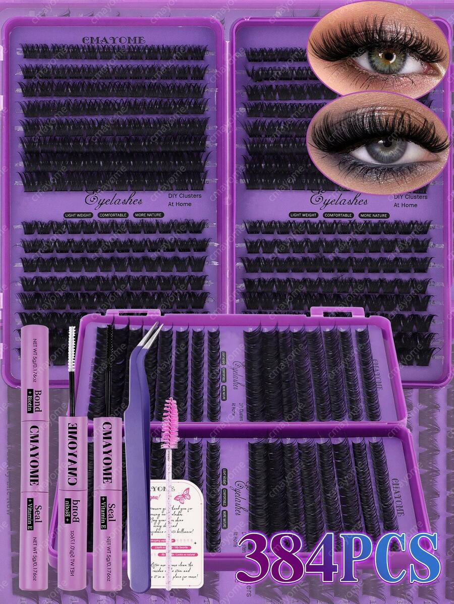 384/416/448 Clusters Of DIY Large Capacity Eyelash Book D-Roll Imitation Mink Fur Natural Handmade Cluster Shaped False Eyelashes, 10-16mm Waterproof, Three-Dimensional, Soft And Easy To Use, Segmented Single Cluster Design, Freely Adjustable Density, Reusable, High Cost-Effectiveness, Long-Lasting Curling, Fitting Eye Shape, Suitable For Multi Scene Use