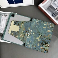 1 chiếc ốp lưng máy tính bảng hình hoa hạnh nhân xoay 360 độ, tự động bật/tắt màn hình, gập ba, có giá đỡ bảo vệ và ngăn đựng bút, tương thích với iPad, Galaxy Tab & Pad & Honor Pad, Pad & Pad - Nhiều màu - Xem 7