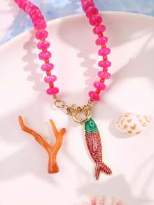 1 chiếc vòng cổ mặt dây chuyền hình cá nhiệt đới Dopamine nhiều màu sắc phong cách Bohemian, vòng cổ hạt cườm họa tiết đại dương mùa hè, phù hợp cho nữ giới đeo hàng ngày và đi nghỉ mát (màu hạt cườm ngẫu nhiên) - Nhiều màu - Xem 16