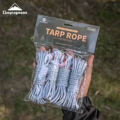 Dây lều cắm trại ngoài trời CAMPINGMOON 4mm gia cường, chống mài mòn, phản quang, dây cố định mái che, chống gió FS-4500