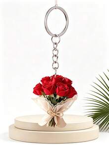Elegant 2d Flat Acrylic Rose Bouquet Key Ring, Lightweight Flower Key Ring, Valentine's Day Bouquet Pendant, Interesting Decorations, Backpack Accessories, Fashion Pendant, Home Decoration, Car Decoration And Pendant, Headphone Pendant, Bag Pendant, Gifts For Mother, Father, Graduation, And Teacher - Multicolor - View 14