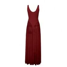 Vestido largo de mujer otoño elegante y sexy estilo señorita ajustado con gasa para vacaciones  moda - Burdeos - Ver 7