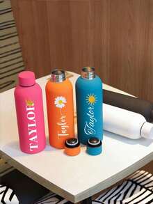 1件客製化雙層不鏽鋼咖啡杯/蘇打水瓶，運動保溫旅行杯，500ml/17oz 個性化姓名杯，多色可選，適合開學、節日與生日禮物 - 彩色 - 查看 4