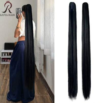 60-Inch Ultra-Long Ponytail Wig, New Ponytail Style, Ladies' Clip-On, Long Straight Hair, Realistic Ponytail, Hair Segments, Multi-Functional Hair Accessories, Stable Clip-On, Quick Hairstyle Solution, Natural Hairstyle, Fashionable Wig, Exclusive For Beauty Enthusiasts