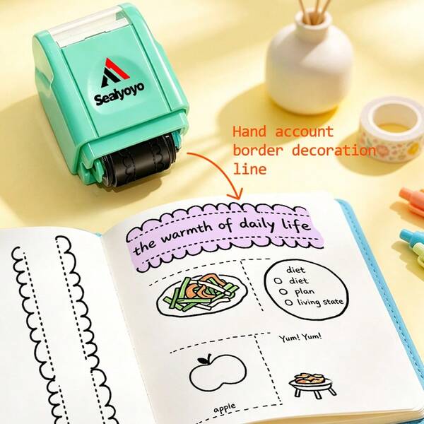 1 Bộ Con Dập Chấm Sáng Tạo + 3 Mực Thay Thế, Bộ Con Dập Luyện Viết Cho Giáo Viên, Con Dập Nhật Ký, Con Dập Vẽ Đường Nét, Con Dập Câu, Con Dập Viền và Họa Tiết Dùng Để Làm Thiệp - Màu Xanh Bạc Hà