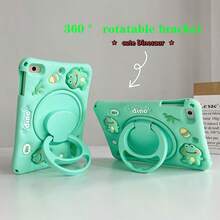 Casing Pelindung Dinosaurus Kecil Lucu Kartun, Kompatibel dengan iPad Generasi ke-7/8/9 10.2/10/11 Inci, Casing Pelindung Silikon dengan Stand Putar 360°, Casing Pelindung Tablet Lucu yang Dapat Ditekan, Unisex - MultiWarna - View 3