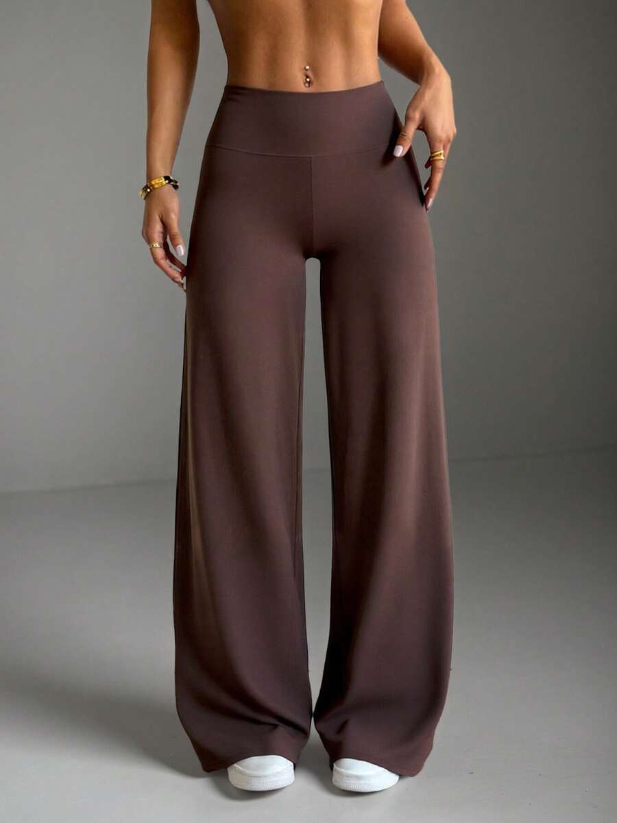 Women's Commuting Sports Elegant Modern Workplace Solid Color Slim Fit Flare Pants Spring - Rust Brown - View 1