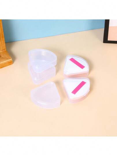 2/5 hộp đựng bông mút trang điểm hình tam giác trong suốt, hộp rỗng, hộp đựng bông mút trang điểm di động, hộp đựng bông mút trang điểm hình tam giác nhỏ trong suốt, hộp đựng bông mút trang điểm chống bụi khô và ướt.