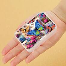 1pc Diamond Painting Plastic Storage Box Kit, Transparent Box With Butterfly Pattern And Assorted Shaped Rhinestone Design, Suitable For Storing Small Items And Desktop Decor, High-Quality Diamond Painting Kit, Small Item Storage, Office Supplies, Art Storage - View 6
