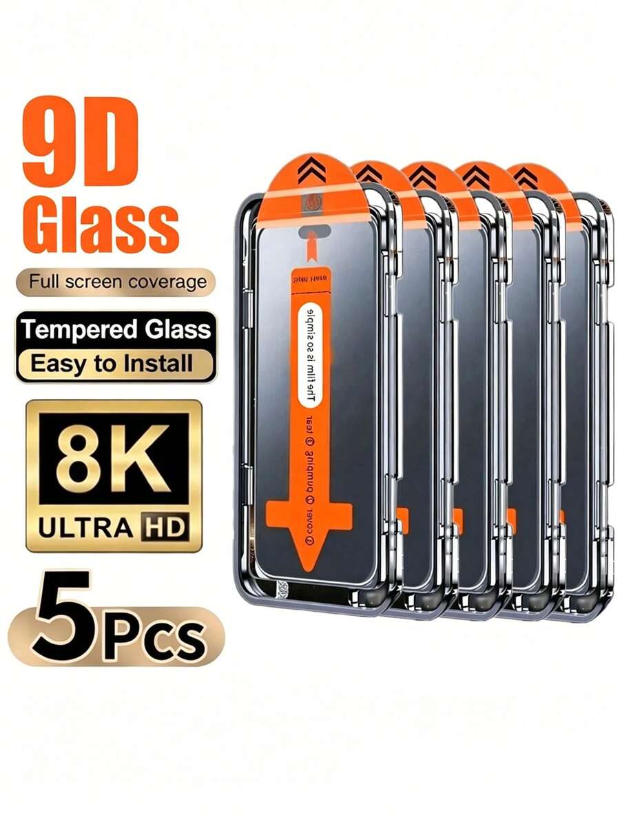 CASECOPS 5片装钢化玻璃屏幕保护膜套装，兼容 17 Pro Max/17 Air/16 Pro Max/16 Pro/16 Plus/16E/16/15 Pro Max/15 Pro/14 Pro/13，全面保护屏幕。防指纹、耐用时尚、防摔、防刮花，一键无尘安装，日常办公必备手机屏幕保护膜。