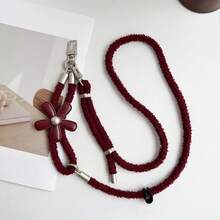 1PC Flower Fluffy Phone Lanyard Crossbody Adjustable Plush Flower Phone Chain Wrist Chain Exquisite High-End Phone Case Lanyard Autumn Winter Light Luxury Little Bee Camera Crossbody Shoulder Strap Rope Lanyard - MultiWarna - View 2