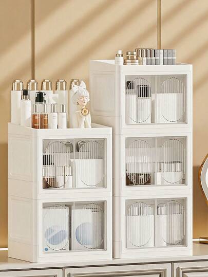 1 Tủ đựng mỹ phẩm nhiều tầng, dung tích lớn - Kệ để bàn di động, thích hợp đựng mỹ phẩm, sản phẩm chăm sóc da, son môi, sơn móng tay - Hộp đựng mỹ phẩm cho bàn trang điểm/phòng tắm/phòng ngủ