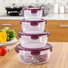 Awaoko Set 8 Buah (4 Wadah + 4 Tutup) Wadah Penyimpanan Makanan Transparan Ungu & Hijau, Pengatur Dapur, Wadah Sayuran & Buah, Kotak Makan Siang Bulat untuk Microwave, Cocok untuk Kantin, Berkemah, Piknik, Terbuat dari Plastik untuk Menyimpan Daging, Buah, Roti - Kotak Makan Siang, Kotak Bento dan Wadah Persiapan Makan Siang, Wadah Makanan untuk Kembali ke Sekolah dan Perjalanan, Peralatan Makan Dapur, Sekolah, Hadiah Wisuda - MultiWarna - View 3