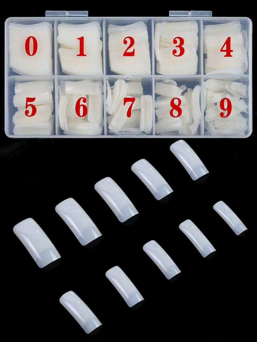 500Pcs/Box Half Cover False Nail Tips Natural And Clear Summer Minimalist Fake Nails Nail Extension Nail Art For Daily DIY & Nail Salon Use - Multicolor - View 1