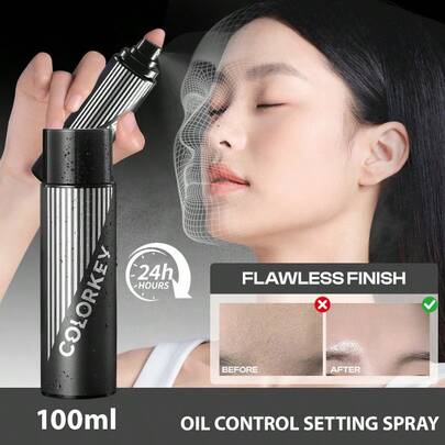 COLORKEY 100ml ソフトミストテクスチャー 軽量セッティングスプレー、長時間持続 保湿 オイルコントロール、栄養と爽快感、グリースレス、初心者や女性の日常使いに適しています。春夏のブランドメイクアップ フェイスコスメに最適。Y2Kファンシーファッションにも。誕生日、母の日のギフトにも適しています。
