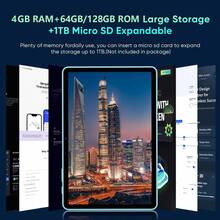 Qetupa X90 商務平板電腦，4GB+64GB/128GB，Android 15 MTK6797 八核 2.0GHZ 處理器，HD(1280x800) 觸控螢幕，5MP+13MP 雙鏡頭，6000mAh 長效電池，802.11ac WIFI5 2.4G+5G，BT 5.2，不支援 SIM 卡 (無適配器) - 藍色 - 查看 4
