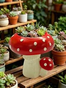 1 Set Mushroom Shaped Flower Pots, Suitable For Desktop Decor, Home Decor And Outdoor Use. Creates A Rustic Atmosphere, Excellent Mother's Day Gift For Her - A - View 9