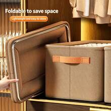 1/2pcs Foldable Fabric Storage Box With Divider, Large Capacity Wardrobe Organizer For Underwear, Socks, Clothes, Sturdy Steel Frame Storage Box For Closet, Non-Woven Drawer Storage Box For Bedroom - Multicolor - View 5