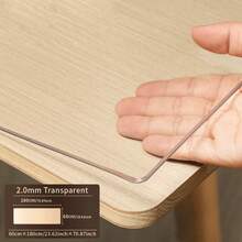 1pc PVC Heat-Resistant And Stain-Resistant Tablecloth, Suitable For Dining Table, Coffee Table, Office Desk, 2.0mm Thick Transparent Rectangular Table Cover - White - View 47