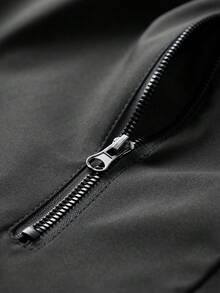 Plus Size Men's Lightweight Hooded Jacket, Spring/Autumn - Black - View 5