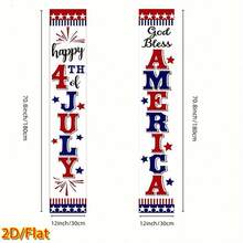 2pcs American Independence Day Theme Banner, Made Of Polyester Material, Suitable For Independence Day Party, Patriotic Theme Gathering, Home Entrance, Front Door, Yard Porch, Indoor And Outdoor Use, Reusable Background Fabric - A - View 7
