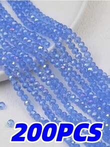 200pcs 3mm Flat Oval AB Color Glass Crystal Beads, Suitable For DIY Handmade Fashion Bracelet Necklace Jewelry Making Accessories - Multicolor - View 18