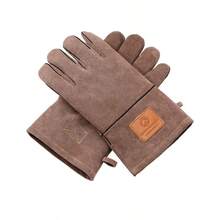 CAMPINGMOON Outdoor Camping Flame-Retardant Heat-Insulating Cowhide Double-Layer Detachable Design Fire-Fighting Gloves Outdoor Work Gloves Q28 - Camel - View 9