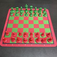 New Chess Set With Solid Color/Transparent Premium Staunton Two-Tone Pieces (Red/Green) And 9.5inch Rubber Chessboard For Travel Educational Board Games Gifts - Multicolor - View 8