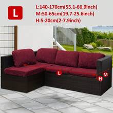 1pc Camellia Jacquard Outdoor Sofa Seat Cushion Cover, Solid Color Polyester Elastic Removable Semi-Enclosed Sofa Cushion Cover, For Patio, Terrace, Garden Sofa - Burgundy - View 9