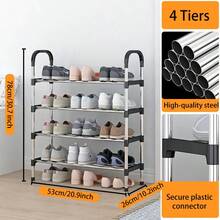 Glintmos 1 raft de pantofi cu mai multe niveluri, organizator de depozitare a pantofilor din metal durabil, raft de casă care economisește spațiu, raft de pantofi extensibil și reglabil pentru intrare, living, dormitor, intrare - Vizualizare 11