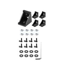 4 Sets Black 2020 Series Aluminum Extrusion Connector Kit, Including 1 Wrench, 4 2028 Corner Brackets, 8 T-Slot Nuts And M5 Hex Bolts, Compatible With 20 Series Aluminum Profile Accessories - A - View 1