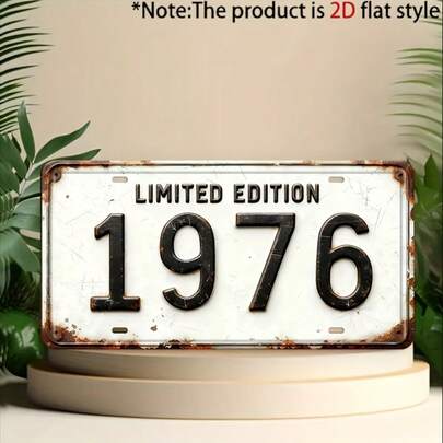 2D Flat, 2D Flat - For Decorative Use Only, 1pc Vintage Limited Edition 1976 Metal Decorative Plaque And Figurine, Rustic Style Wall Decor, Suitable For Cave, Garage, Bar, Home, Perfect For Car Enthusiasts And Collectors, 2D Flat