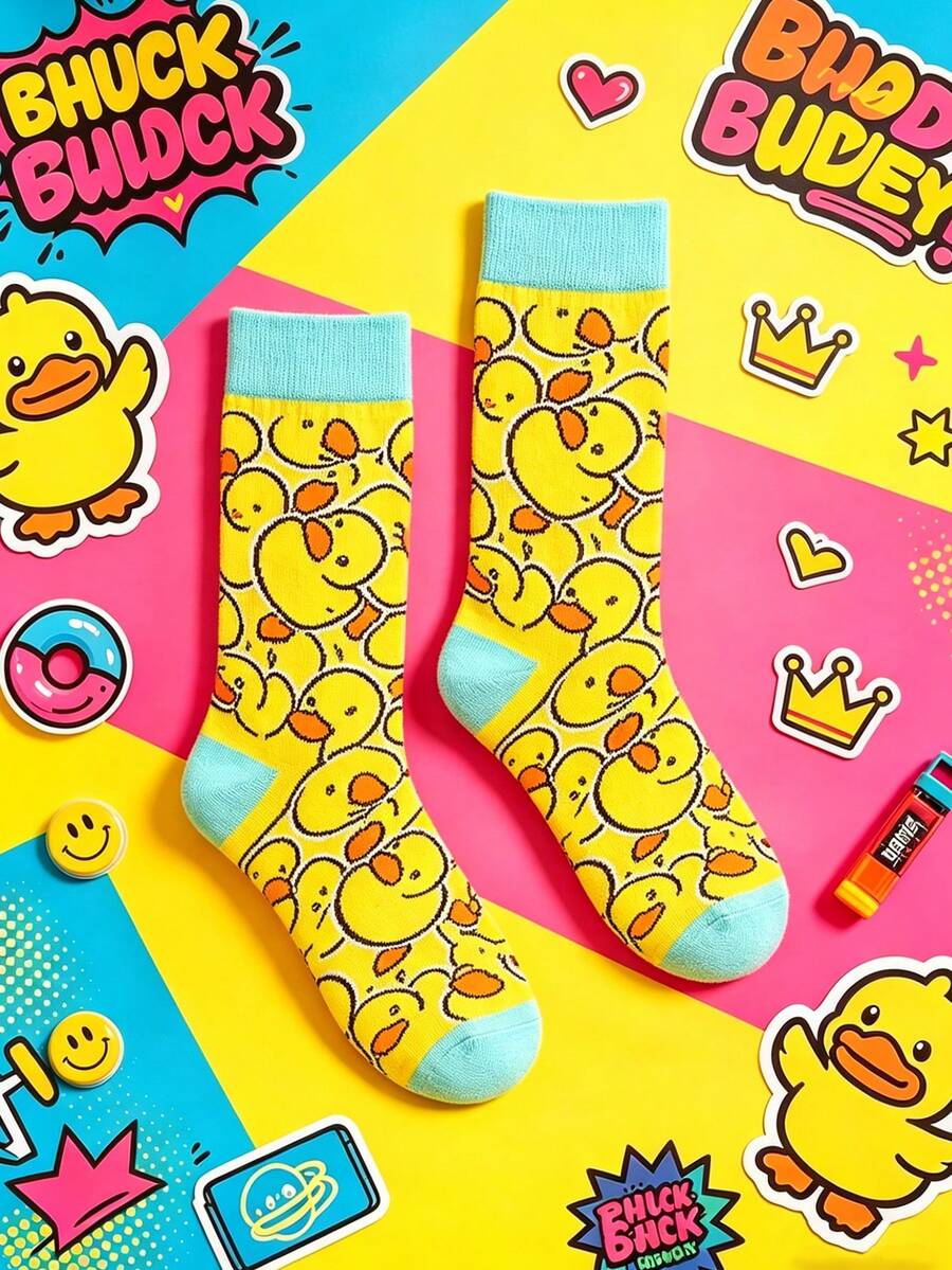 1/5/10 Pairs Japanese & Korean Style Duck Pattern Unisex Daily Wear Socks - Multicolor - View 1