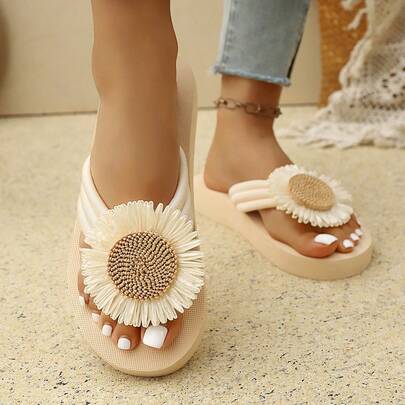 Chanclas de mujer - Minimalistas, ligeras y cómodas pantuflas de casa - Sandalias de playa con estampado floral