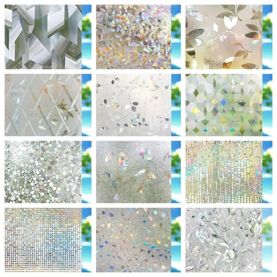 Rainbow Privacy Window Film, Static Cling Insulation Window Tint, Non Adhesive Decorative Window Glass Sticker - 1PC - View 1