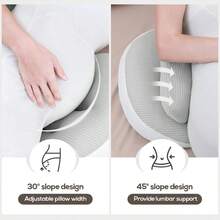 Gối bà bầu hình chữ U tiện dụng dành cho người nằm nghiêng – Gối toàn thân hỗ trợ thắt lưng và bụng – Ruột gối bằng polyester mềm mại giúp giảm đau lưng và tạo sự thoải mái trong thời kỳ mang thai – Họa tiết hồng và xanh lá cây - Xám - Xem 2
