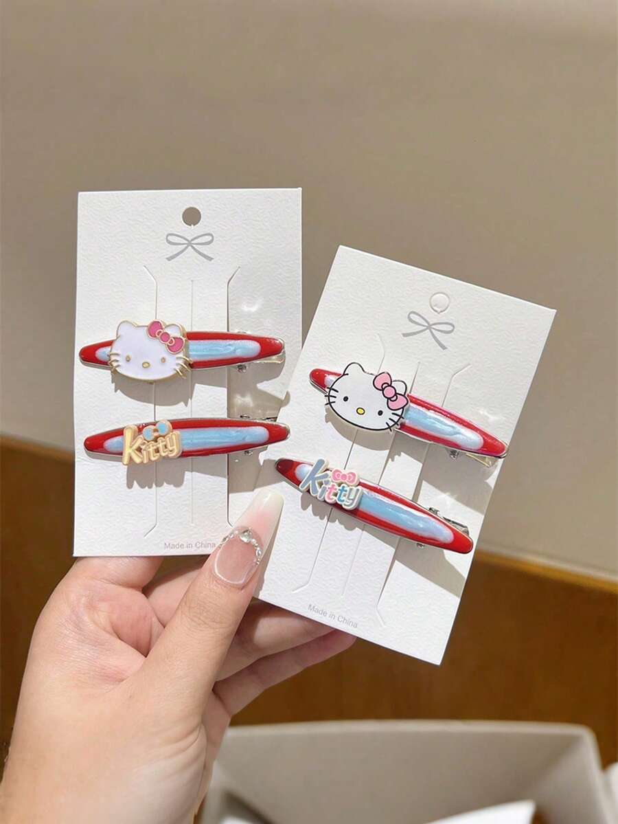 4个时尚高品质发夹 - 新款女童刘海夹 - 鸭嘴夹，适合婴儿刘海和受损发质 - 彩色 - 查看 1