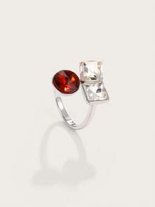 Altistry 1pc Shiny Geometric Crystal 3D Open Ring - Multicolor - View 4